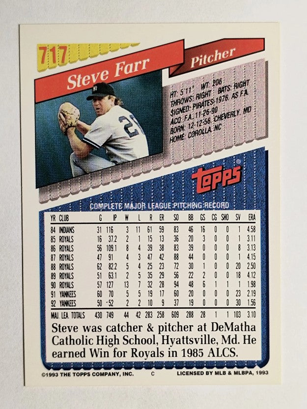 1993 Topps #717 Steve Farr