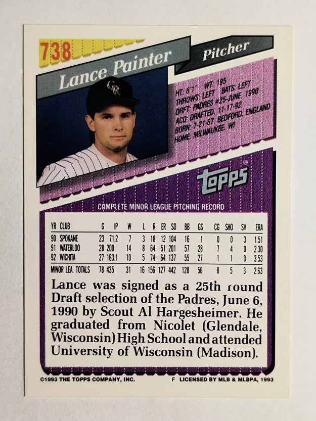 1993 Topps #738 Lance Painter RC