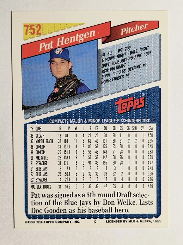 1993 Topps #752 Pat Hentgen
