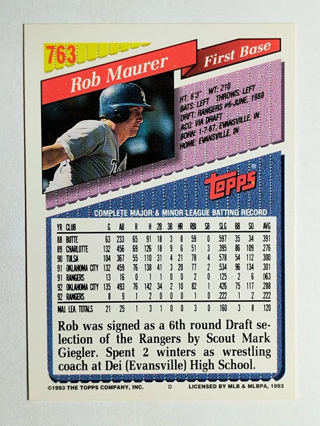 1993 Topps #763 Rob Maurer