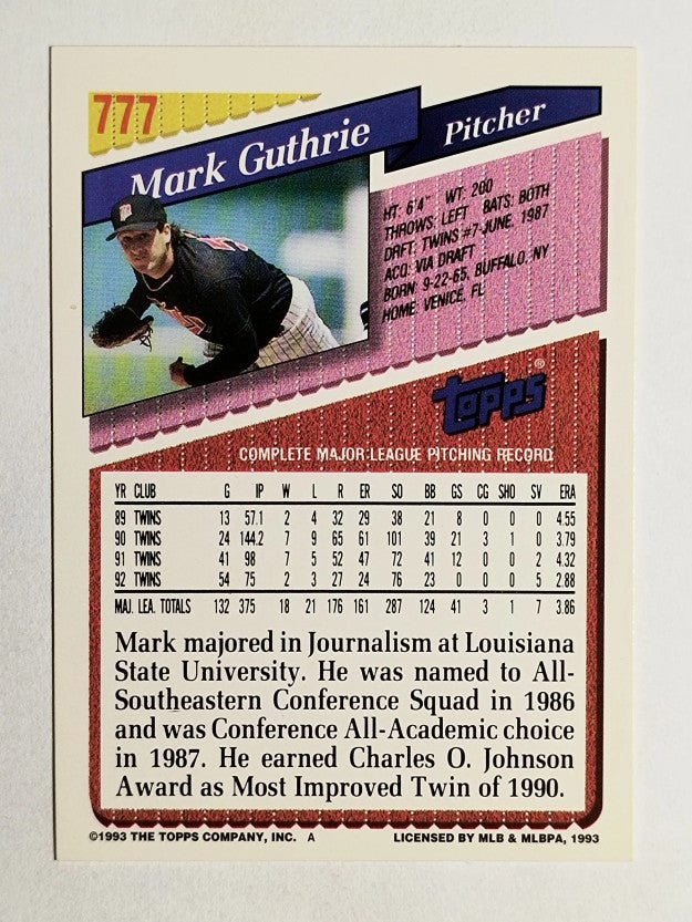 1993 Topps #777 Mark Guthrie