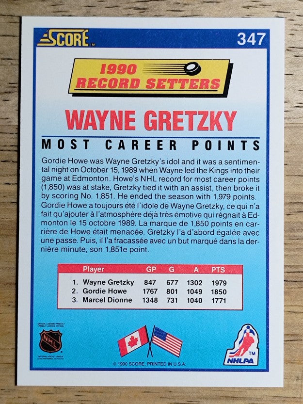 1990-91 Score Canadian #347 Wayne Gretzky RB