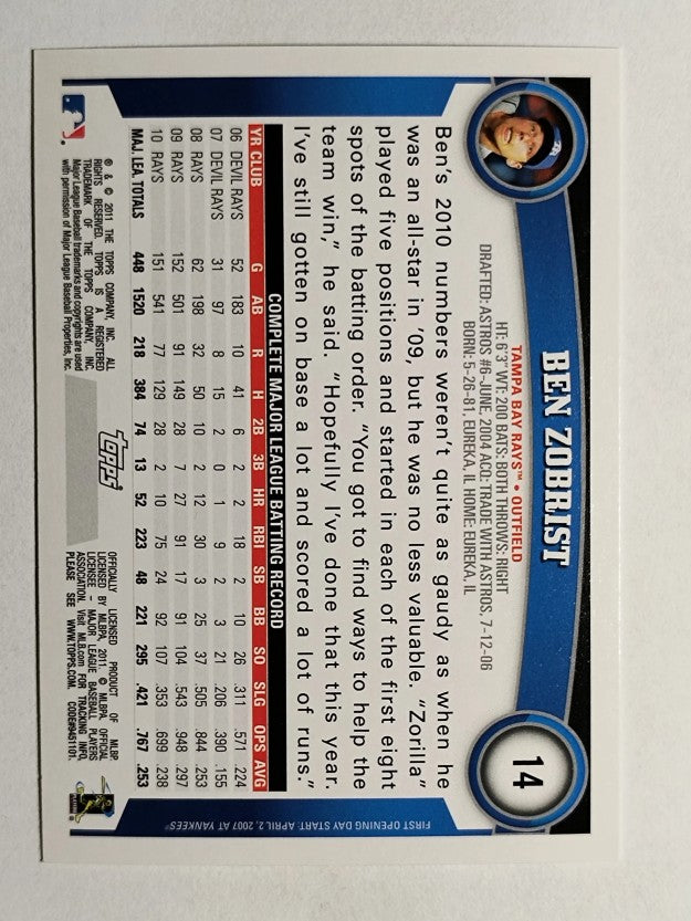 2011 Topps Opening Day #14 Ben Zobrist