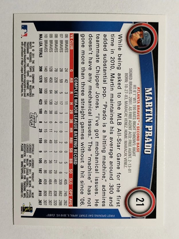 2011 Topps Opening Day #21 Martin Prado