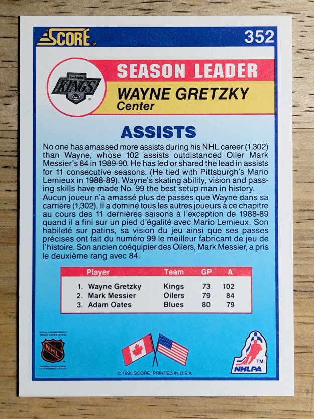 1990-91 Score Canadian #352 Wayne Gretzky LL