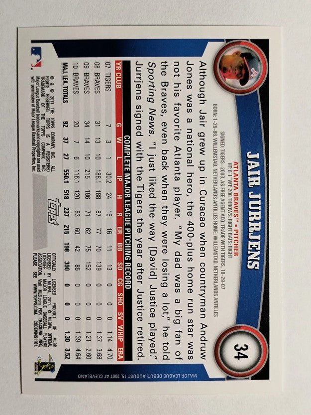 2011 Topps Opening Day #34 Jair Jurrjens