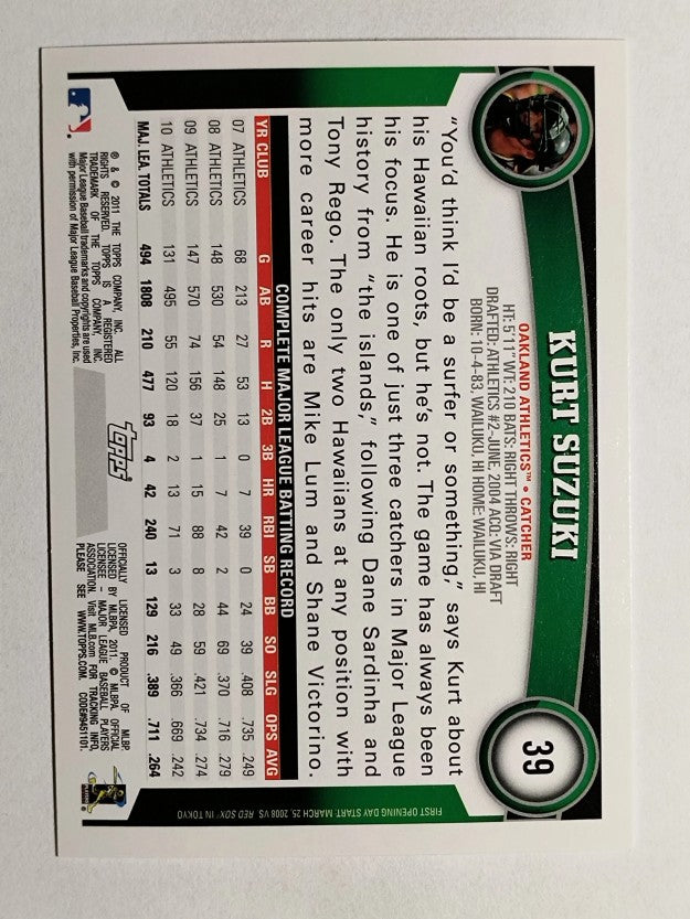 2011 Topps Opening Day #39 Kurt Suzuki