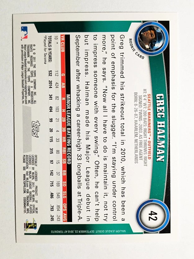 2011 Topps Opening Day #42 Greg Halman RC
