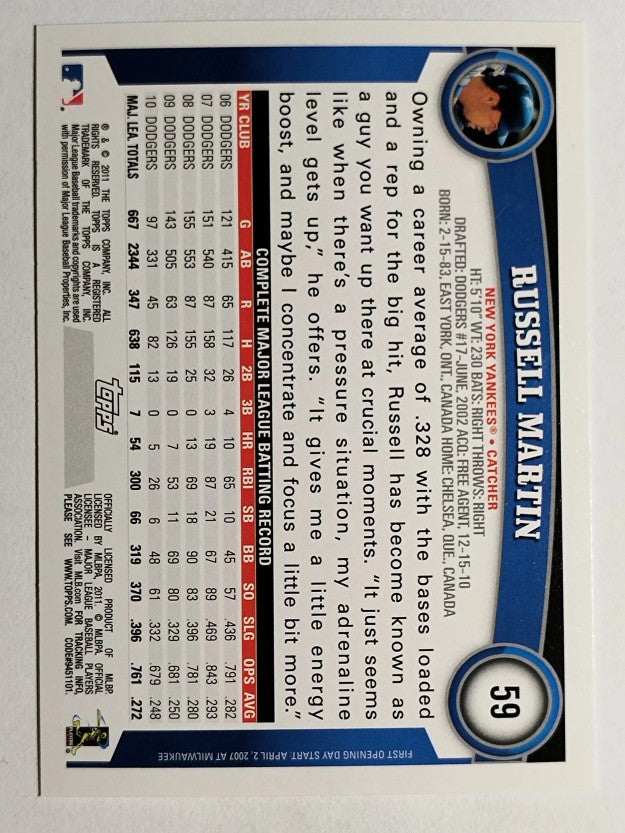 2011 Topps Opening Day #59 Russell Martin