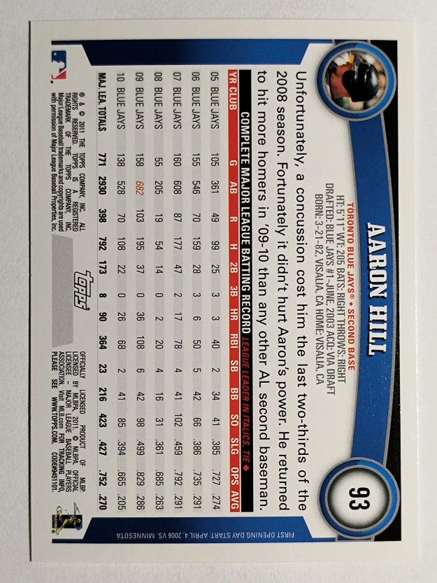2011 Topps Opening Day #93 Aaron Hill