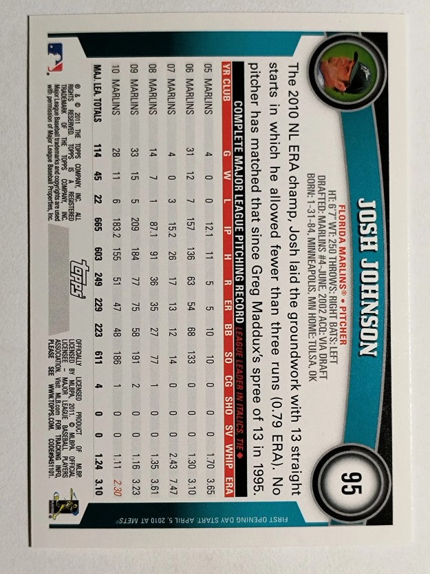 2011 Topps Opening Day #95 Josh Johnson