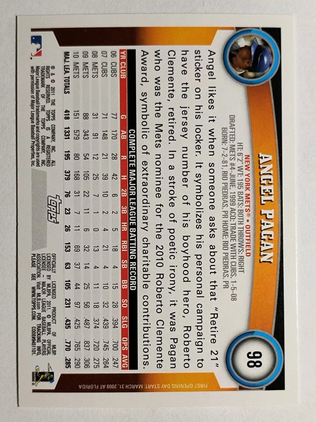 2011 Topps Opening Day #98 Angel Pagan