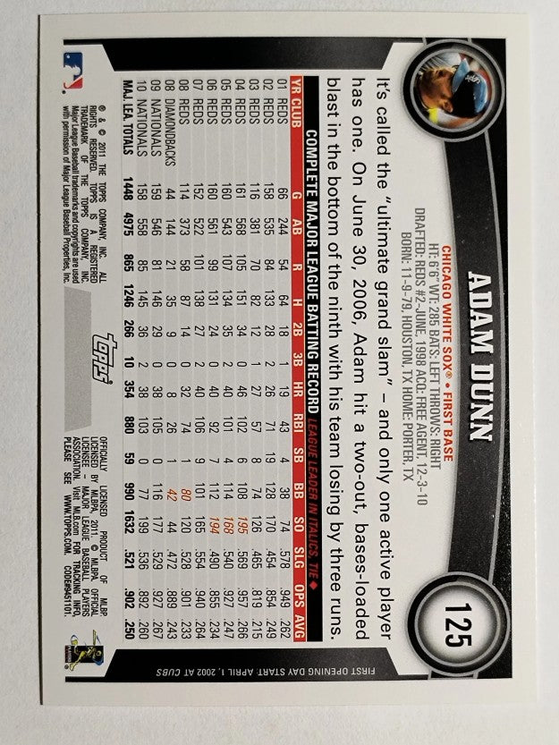 2011 Topps Opening Day #125 Adam Dunn