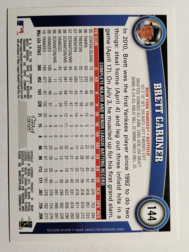 2011 Topps Opening Day #144 Brett Gardner