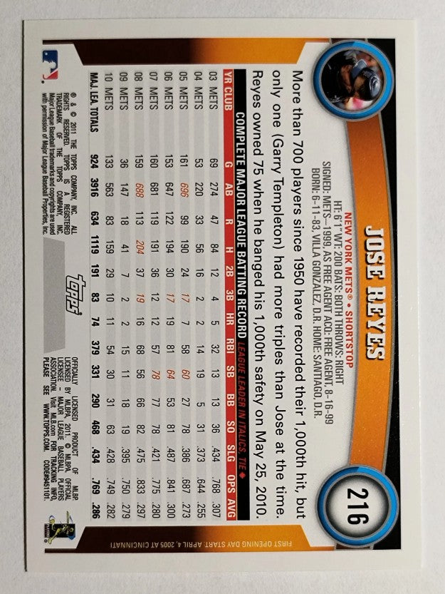 2011 Topps Opening Day #216 Jose Reyes