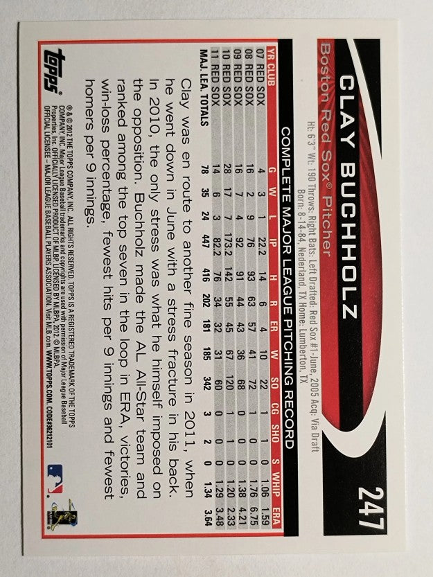 2012 Topps #247 Clay Buchholz