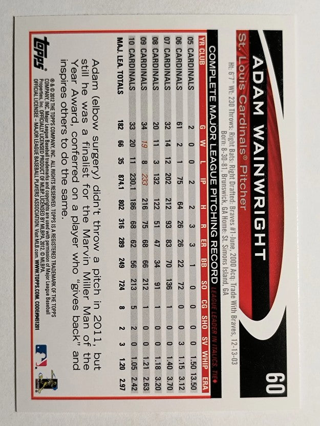 2012 Topps Opening Day #60 Adam Wainwright