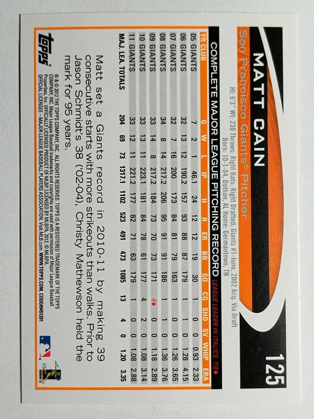 2012 Topps Opening Day #125 Matt Cain