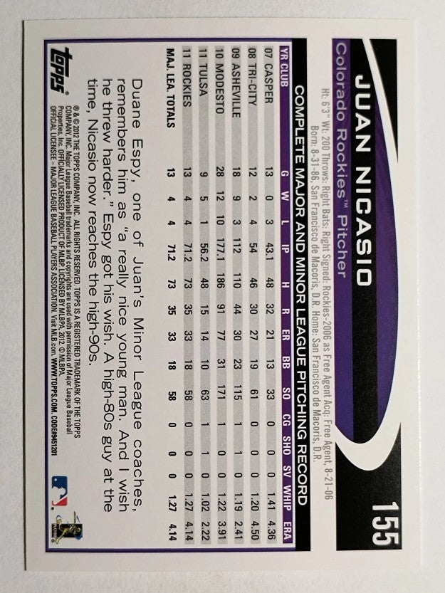 2012 Topps Opening Day #155 Juan Nicasio