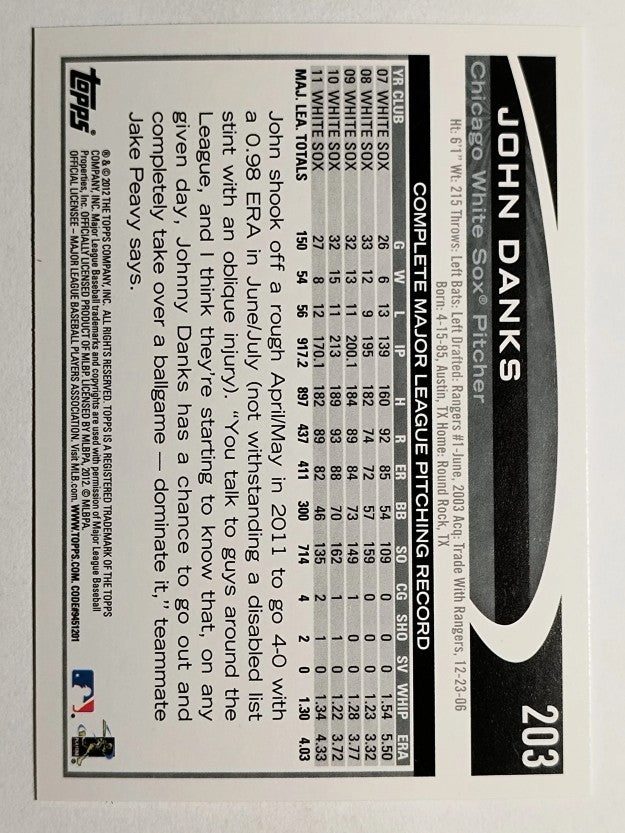 2012 Topps Opening Day #203 John Danks