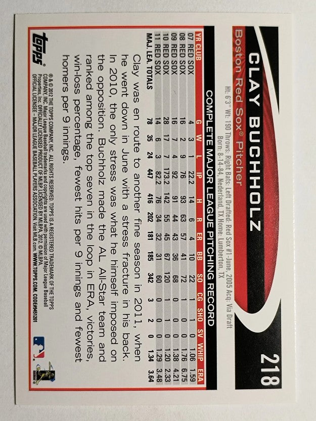 2012 Topps Opening Day #218 Clay Buchholz