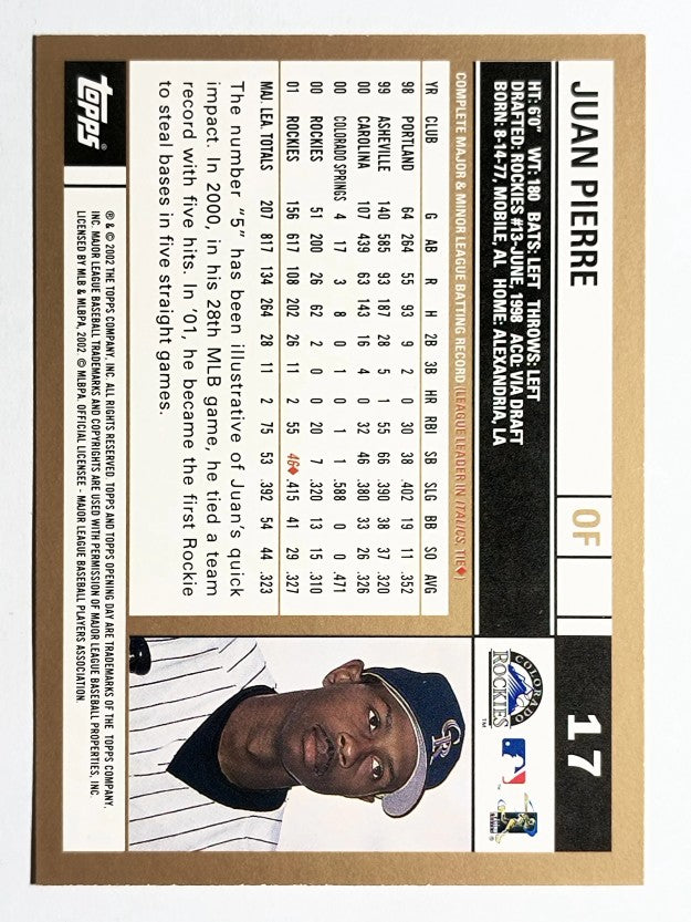 2002 Topps Opening Day #17 Juan Pierre
