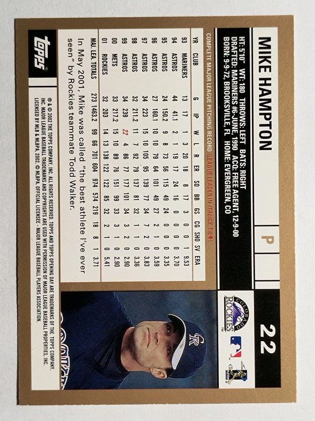 2002 Topps Opening Day #22 Mike Hampton