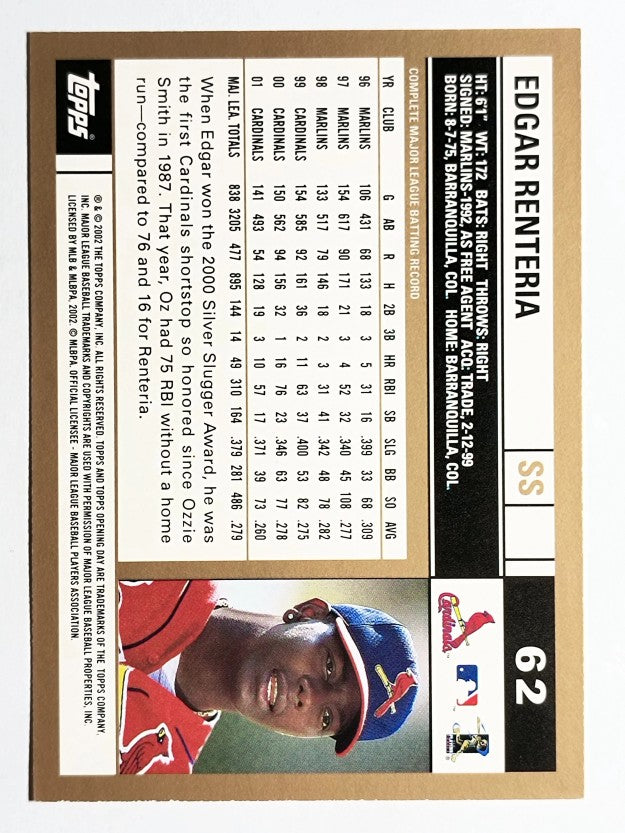 2002 Topps Opening Day #62 Edgar Renteria