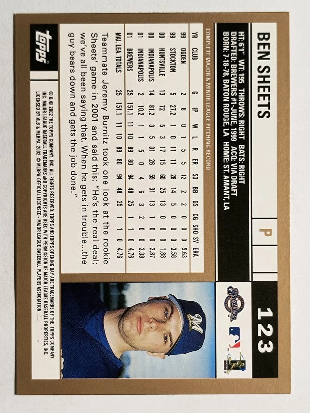 2002 Topps Opening Day #123 Ben Sheets