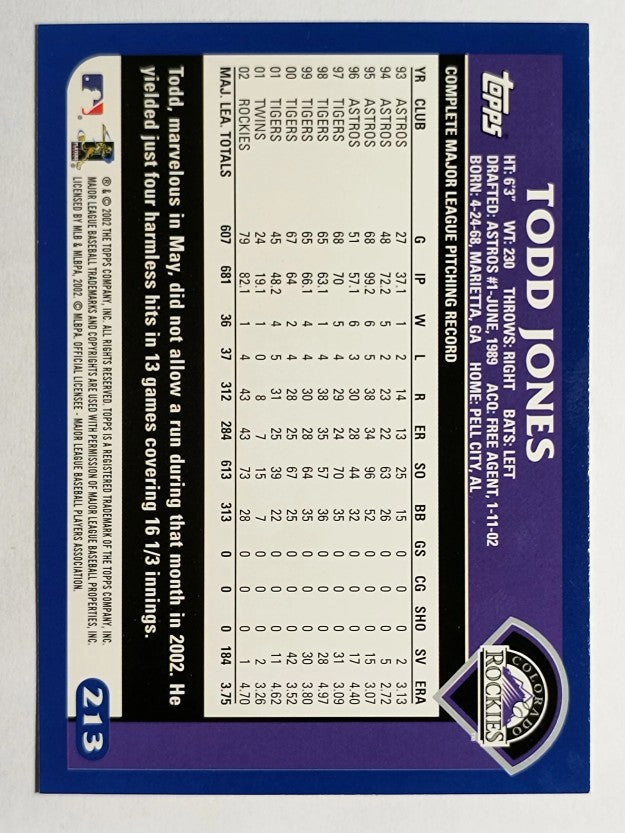 2003 Topps #213 Todd Jones