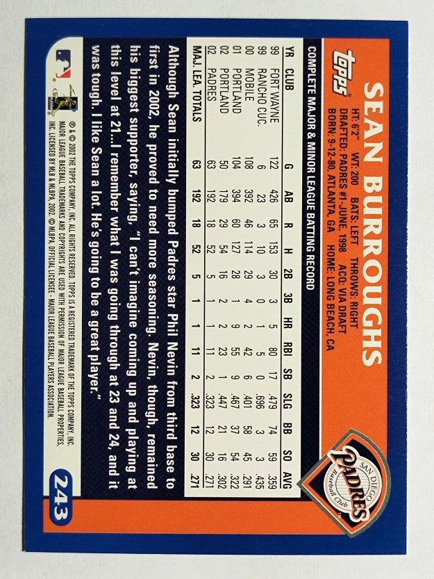 2003 Topps #243 Sean Burroughs