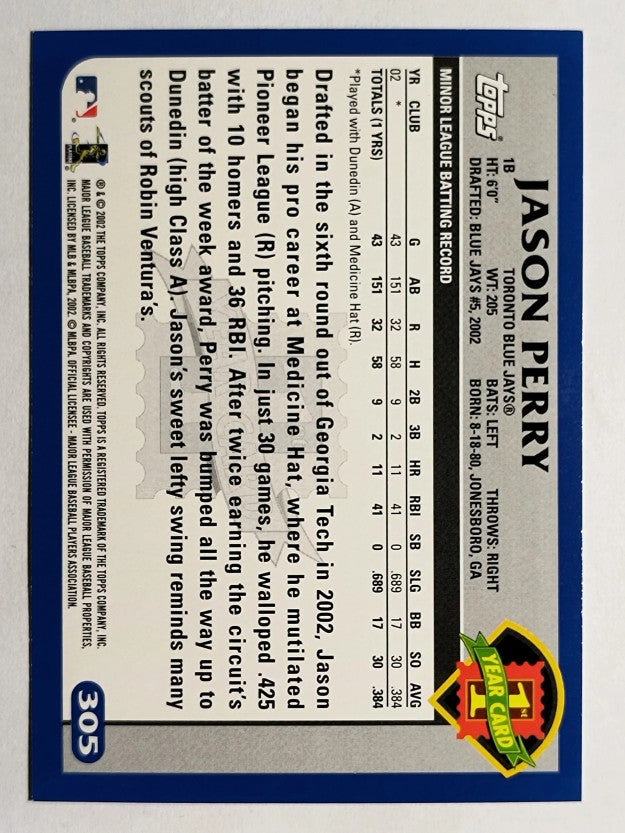 2003 Topps #305 Jason Perry FY RC