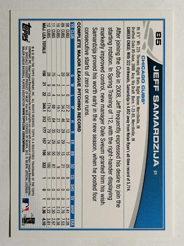 2013 Topps Opening Day #85 Jeff Samardzija