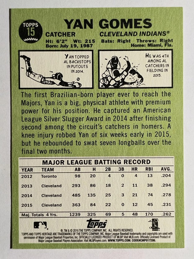 2016 Topps Heritage #15 Yan Gomes