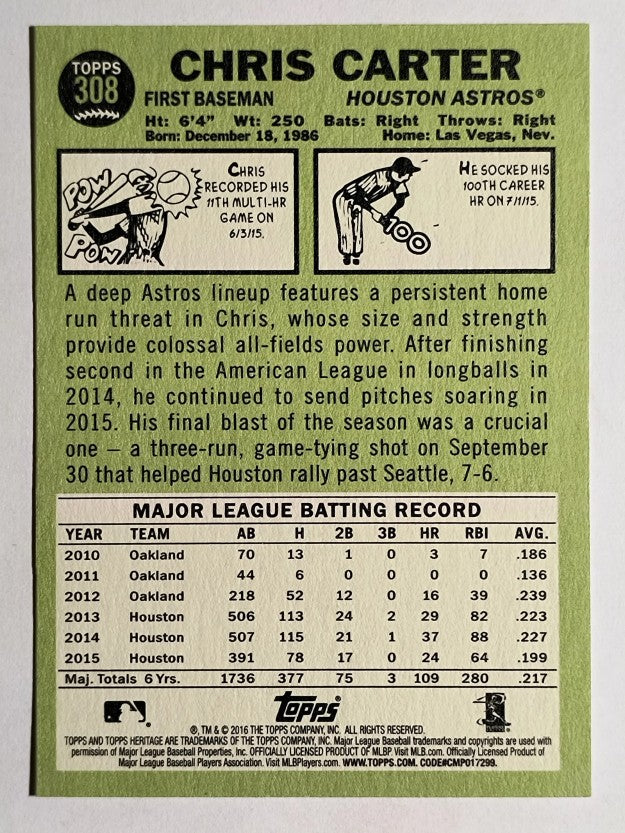2016 Topps Heritage #308 Chris Carter