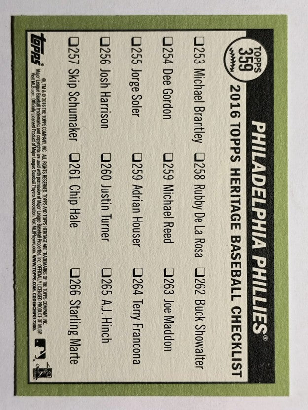 2016 Topps Heritage #359 Philadelphia Phillies
