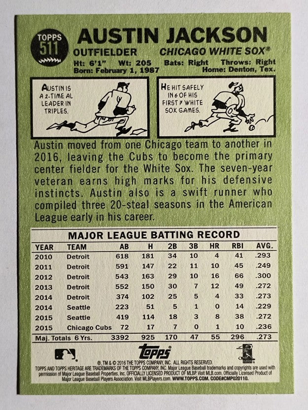 2016 Topps Heritage #511 Austin Jackson