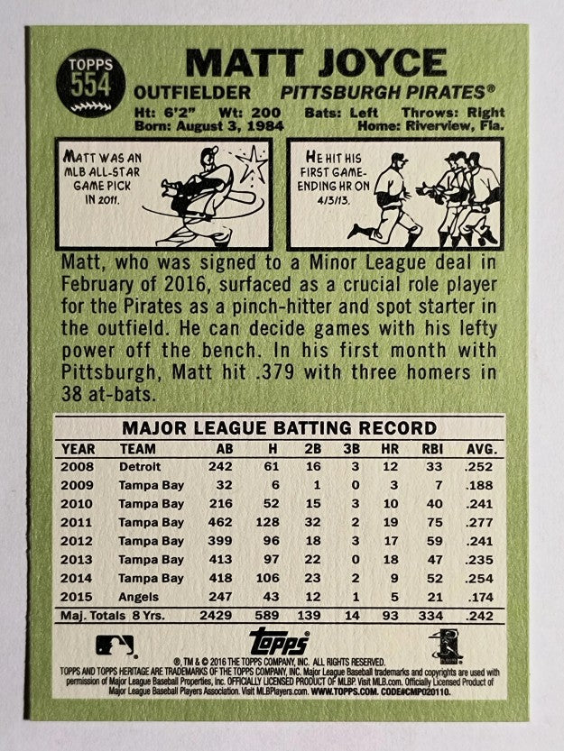 2016 Topps Heritage #554 Matt Joyce