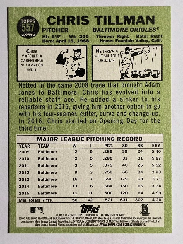 2016 Topps Heritage #557 Chris Tillman
