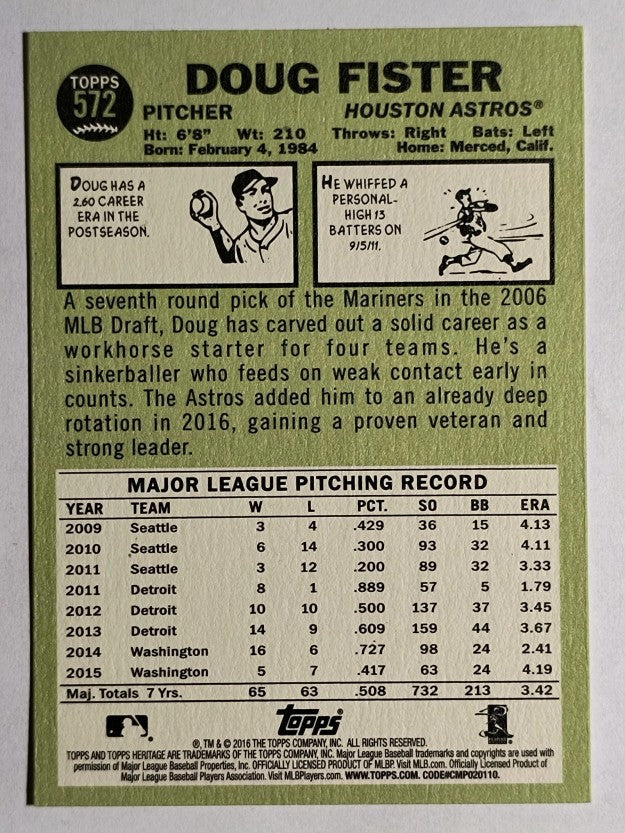 2016 Topps Heritage #572 Doug Fister