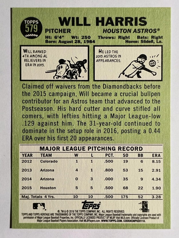 2016 Topps Heritage #579 Will Harris