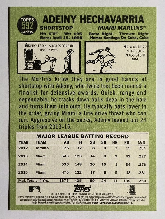 2016 Topps Heritage #592 Adeiny Hechavarria