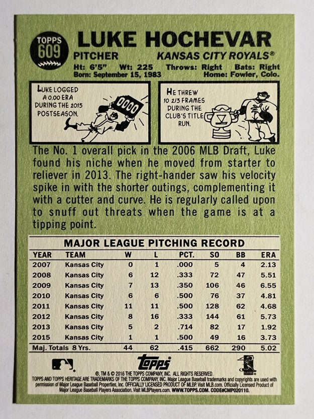 2016 Topps Heritage #609 Luke Hochevar
