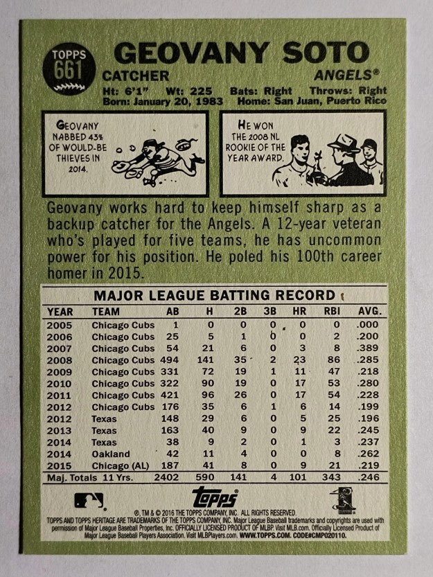 2016 Topps Heritage #661 Geovany Soto