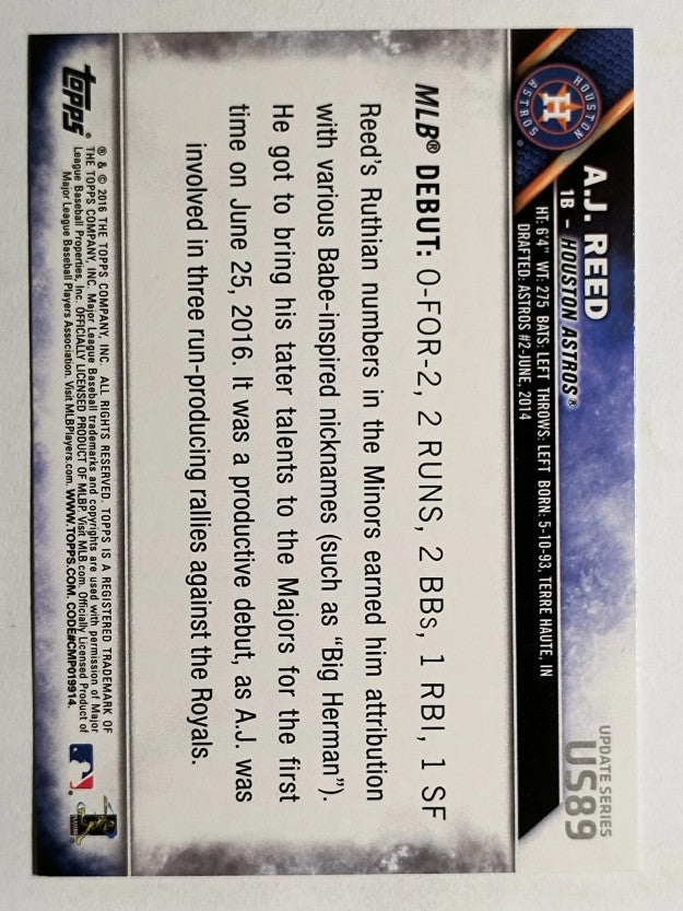 2016 Topps Update #US89 A.J. Reed RD