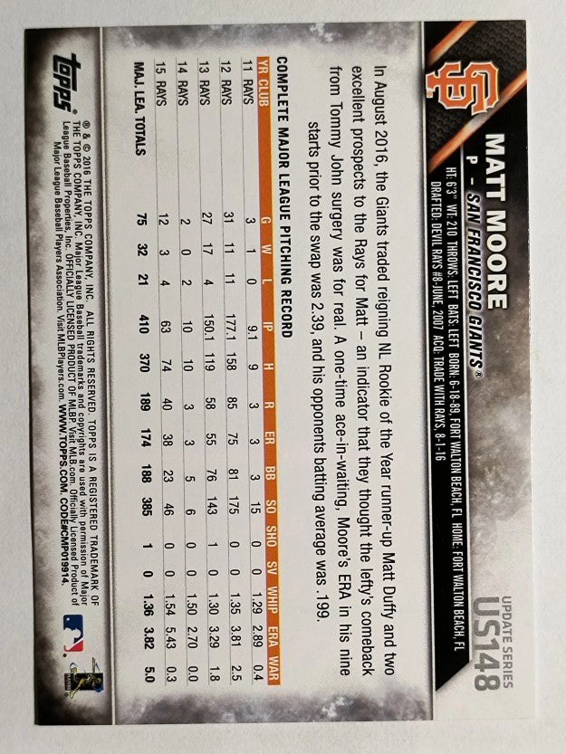 2016 Topps Update #US148 Matt Moore