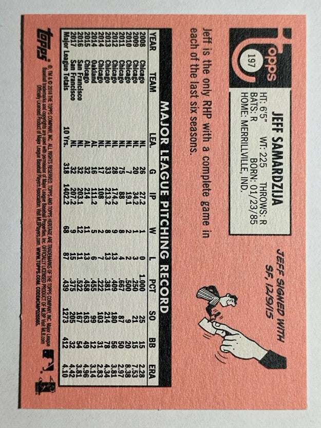 2018 Topps Heritage #197 Jeff Samardzija