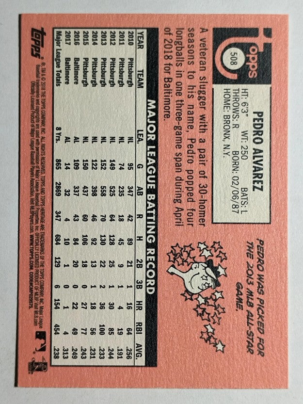 2018 Topps Heritage #508 Pedro Alvarez