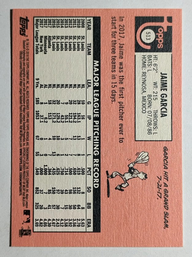 2018 Topps Heritage #513 Jaime Garcia