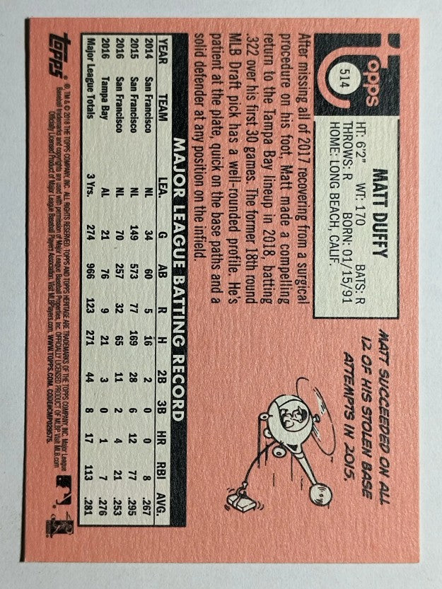2018 Topps Heritage #514 Matt Duffy